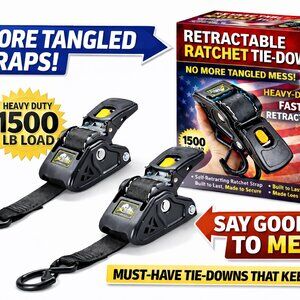 2" Seatbelt Strength 2 Pack Retractable Ratchet Straps 2” x 10’ 3300LB Tie Down